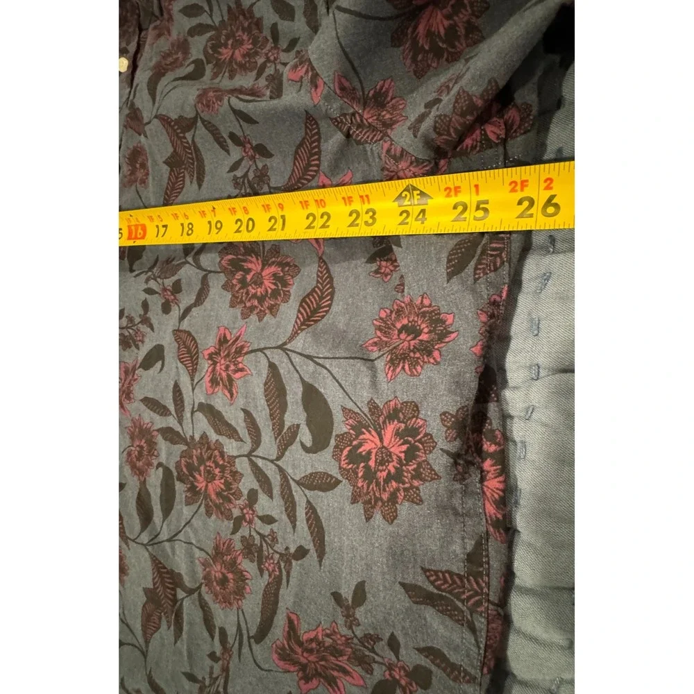 Banana Republic Shirt Luxe Poplin XXL Untucked Slim Fit Button Up Grungy Floral